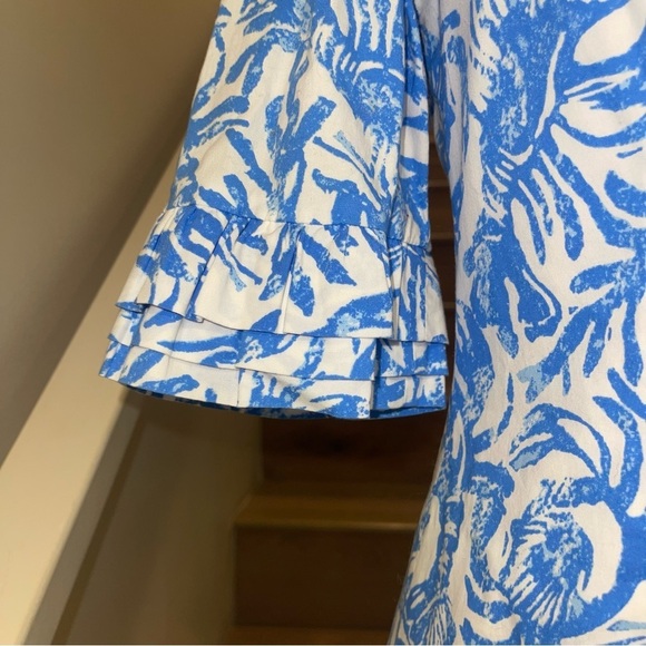 Lily Pulitzer Fiesta Stretch Dress Blue & White Key Hole Back Preppy Resort Wear - Picture 10 of 13